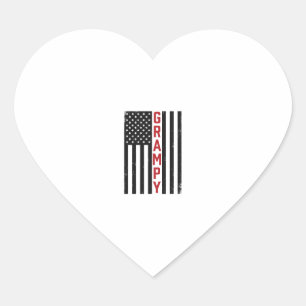 Sticker Cœur Drapeau américain vintage vectoriel patriote papy