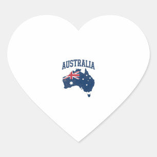 Sticker Cœur Drapeau Australie Carte Graphique Vintage en Détre