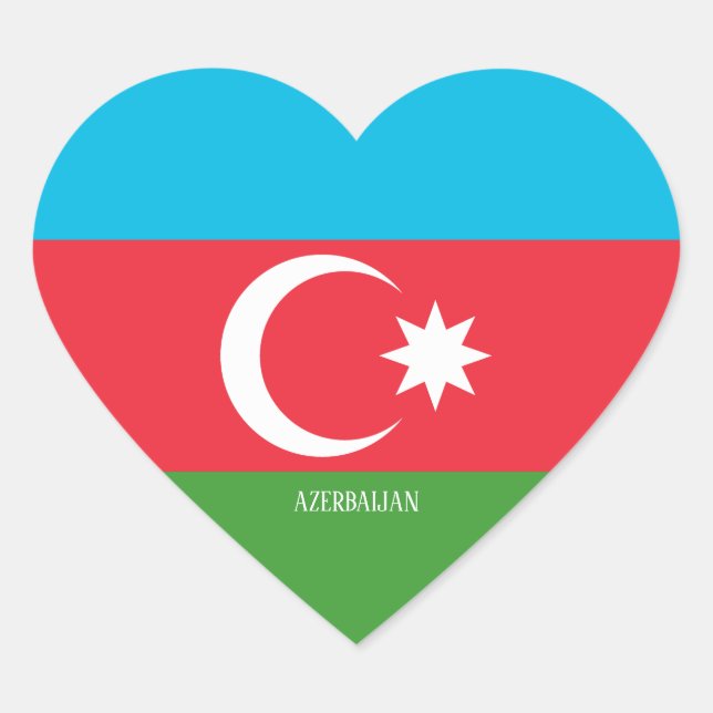 Sticker Cœur Drapeau Azerbaïdjan Splendide patriotique (Devant)