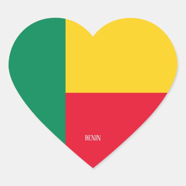 Sticker Cœur Drapeau Bénin Splendide patriotique (Devant)