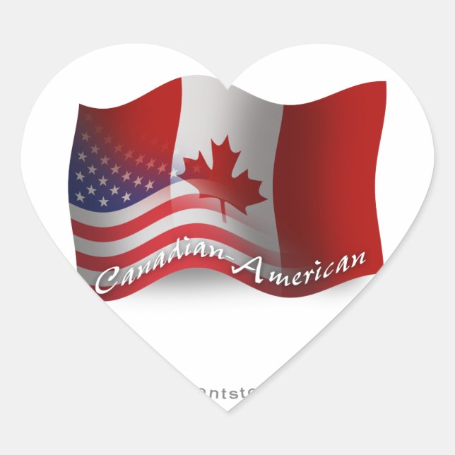 Sticker Cœur Drapeau canadien-américain (Devant)
