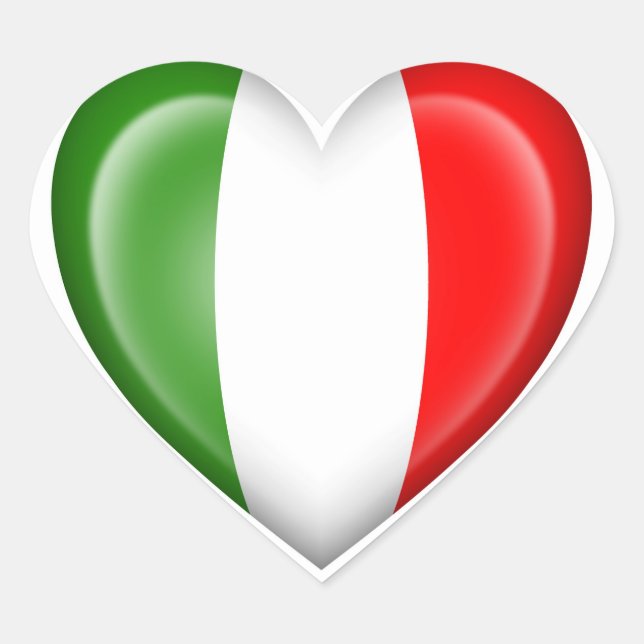 Sticker Cœur Drapeau cardiaque italien en blanc (Devant)
