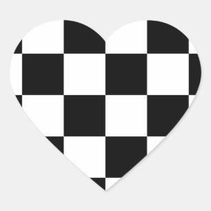 Sticker Cœur Drapeau Checkered emballant l'échiquier de