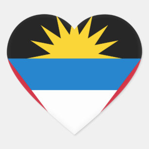 Sticker Cœur Drapeau d'Antigua-et-Barbuda