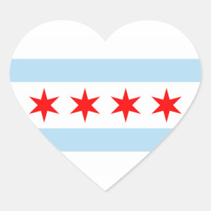 Sticker Cœur Drapeau de Chicago