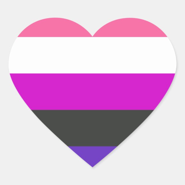 Sticker Cœur Drapeau de fierté genderfluid (Devant)