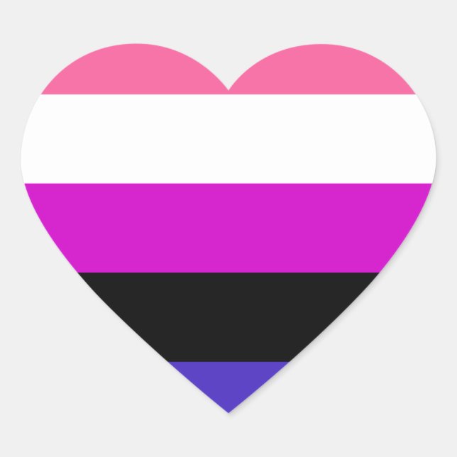 Sticker Cœur Drapeau de fierté genderfluid (Devant)