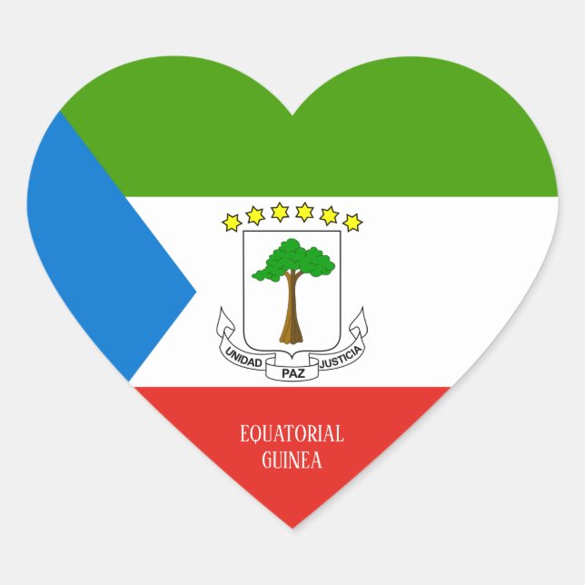 Sticker Cœur Drapeau de Guinée équatoriale splendide patriotiqu (Devant)