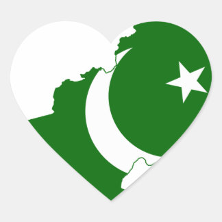 Sticker Cœur Drapeau de la carte du Pakistan