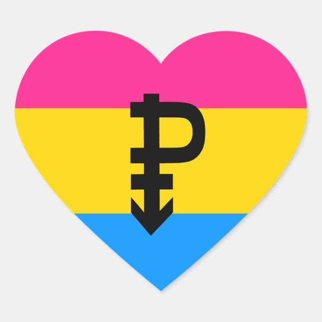 Sticker Cœur Drapeau de la fierté Pansexual (Devant)