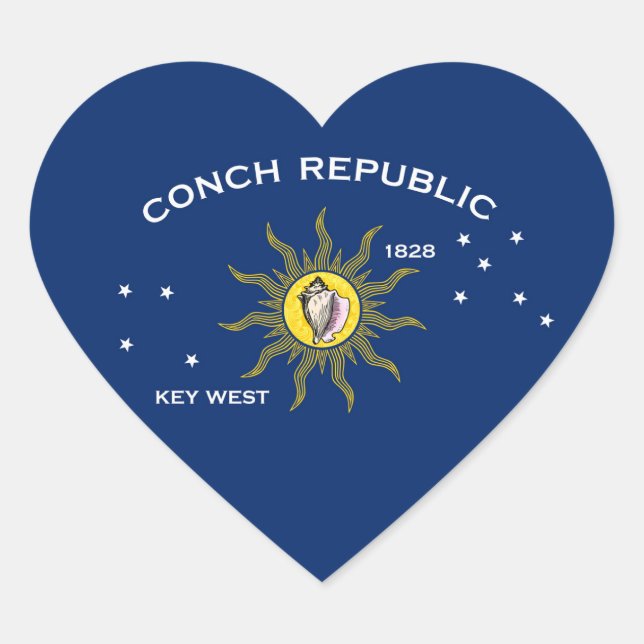 Sticker Cœur Drapeau de la République de Conch, Drapeau de Key  (Devant)
