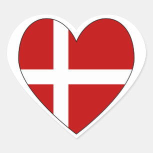 Sticker Cœur Drapeau de la Saint-Valentin du cœur danois