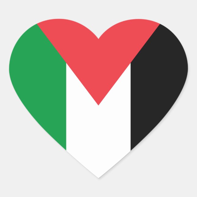 Sticker Cœur Drapeau de l'État de Palestine (Devant)