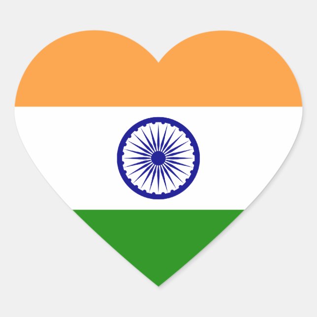 Sticker Cœur Drapeau de l'Inde (Devant)