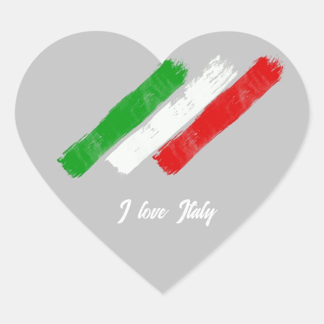 Sticker Cœur Drapeau de l'Italie. J'aime l'Italie. (Devant)