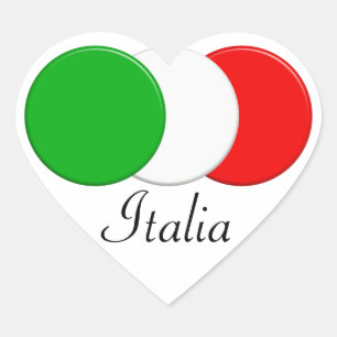 Sticker Cœur Drapeau de l'Italie. J'aime l'Italie.