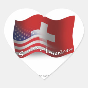 Sticker Cœur Drapeau de ondulation Suisse-Américain
