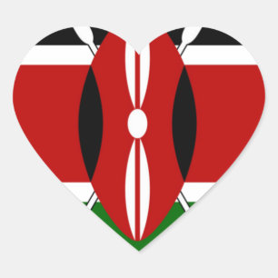 Sticker Cœur Drapeau de République du Kenya emblématique oeuvre