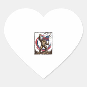 Sticker Cœur Drapeau de Sasquatch patriotique vintage