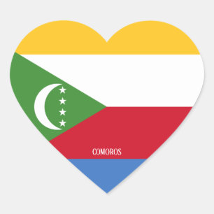 Sticker Cœur Drapeau des Comores Splendide patriotique