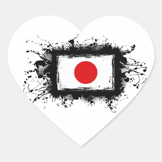 Sticker Cœur Drapeau du Japon (Devant)