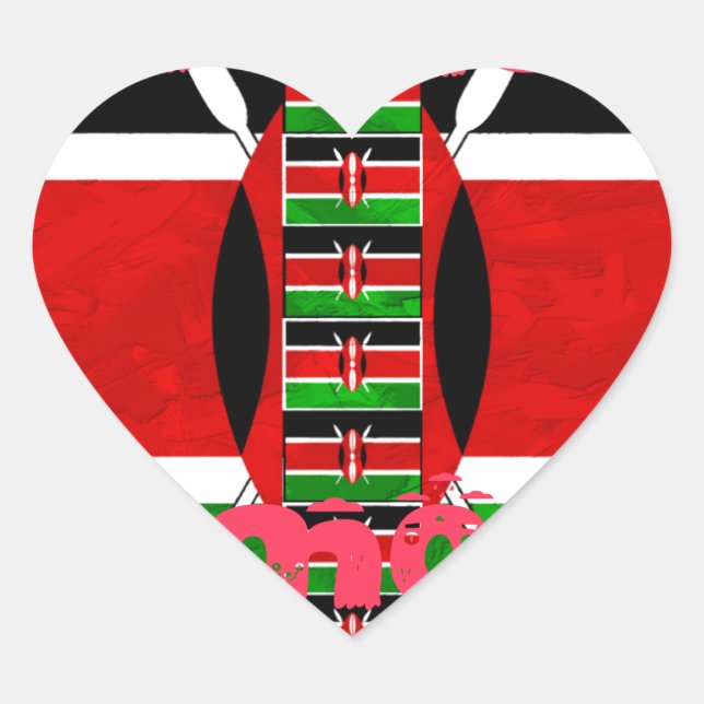 Sticker Cœur Drapeau du Kenya : Tuko Pamoja - Design d'art de l (Devant)