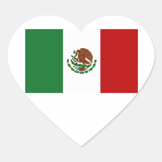 Sticker Cœur Drapeau du Mexique (Devant)