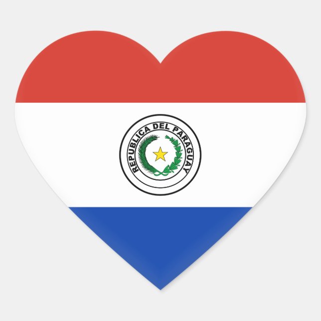 Sticker Cœur Drapeau du Paraguay (Paraguay) (Devant)