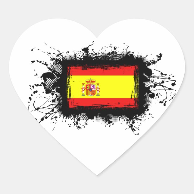Sticker Cœur Drapeau Espagne (Devant)