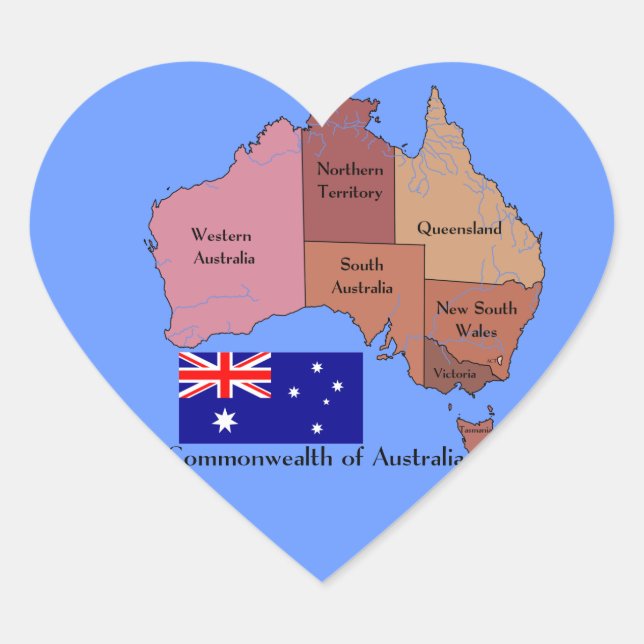 Sticker Cœur Drapeau et carte de l'Australie (Devant)