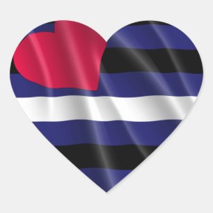 STICKER CŒUR DRAPEAU FIER DE CUIR DESIGN ONDE