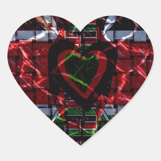 Sticker Cœur Drapeau fissuré : Faites simple - Résilience kenya (Devant)