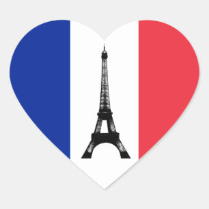 Sticker Cœur Drapeau français & Tour Eiffel - France /supporter