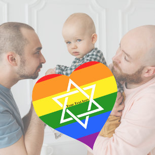 Sticker Cœur Drapeau gai Rainbow personnalisé Étoile juive de D