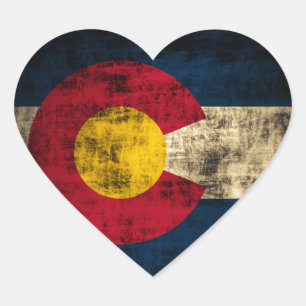 Sticker Cœur Drapeau Grunge Colorado
