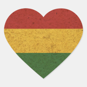 Sticker Cœur Drapeau Grunge Rasta