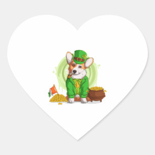 Sticker Cœur Drapeau irlandais Corgi Chien Fumer un tuyau, Sham