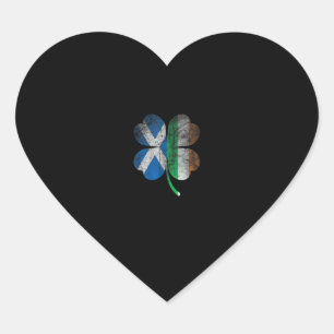 Sticker Cœur Drapeau irlandais écossais Shamrock Irlande Saint 