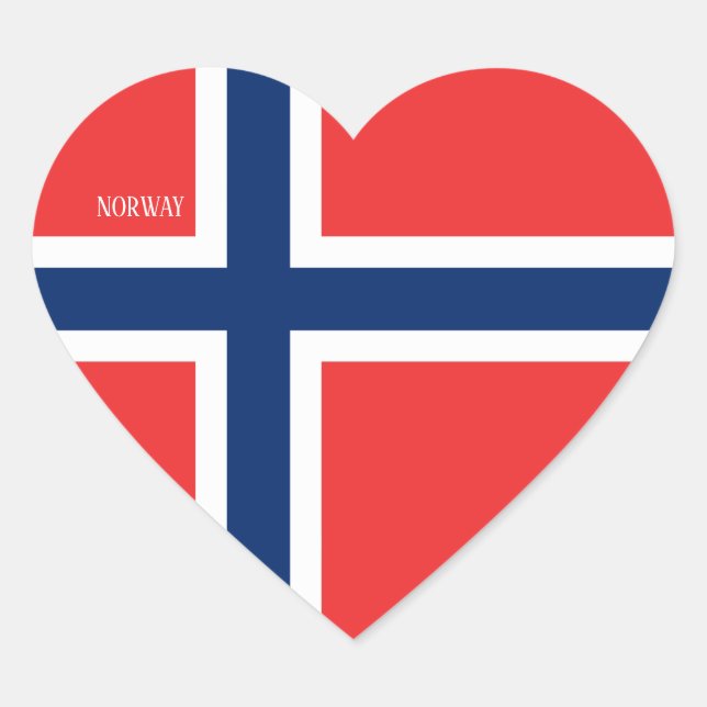 Sticker Cœur Drapeau Norvège Splendide Patriotique (Devant)