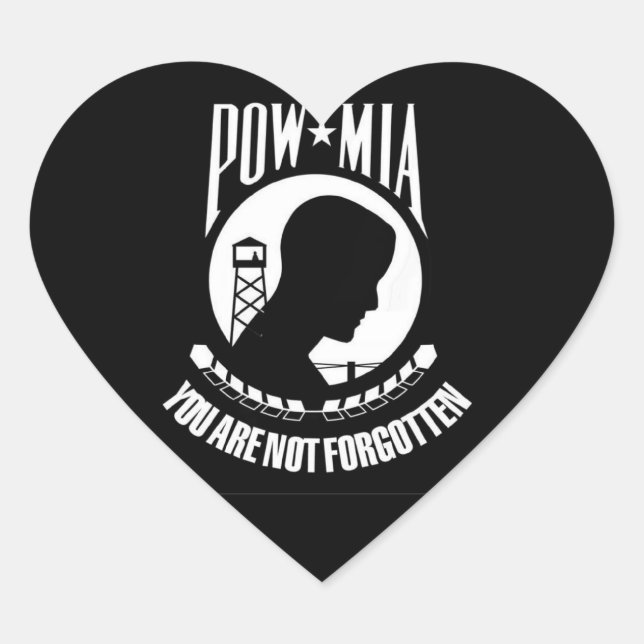 STICKER CŒUR DRAPEAU POW-MIA (Devant)