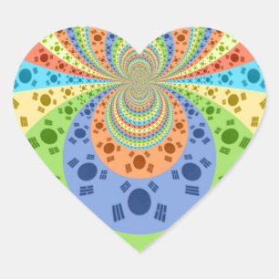 Sticker Cœur Drapeau sud-coréen Inspiré Art Abstrait Impression