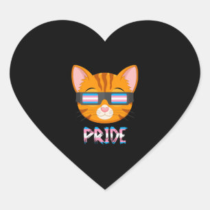 Sticker Cœur Drapeau Transgenre Cat Lgbt