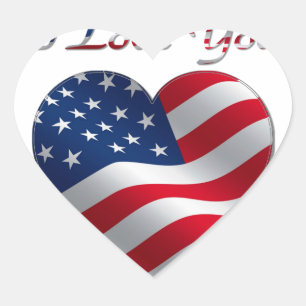 Sticker Cœur Drapeau USA Cœur Je T'Aime