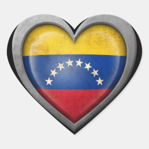 Sticker Cœur Drapeau vénézuélien de coeur avec l'effet en m