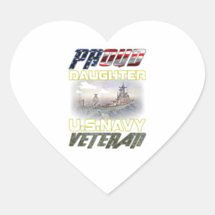 Sticker Cœur Drapeau vintage American Proud Daughton Vet de la