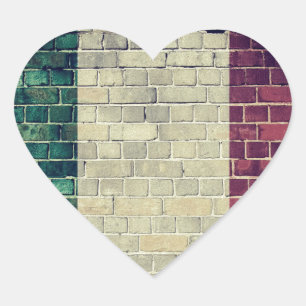 Sticker Cœur Drapeau vintage Italie