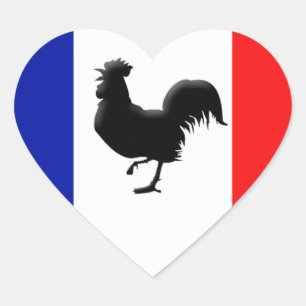 Sticker Cœur Drapeaux France love coq