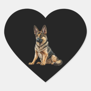 Sticker Cœur Drôle berger allemand chien Kawaii.