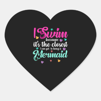 Sticker Cœur Drôle Citation De Nage De Sirène Femmes Et Fille N
