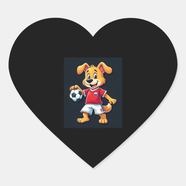 Sticker Cœur Drôle Dabbing Chien Russie Soccer Jersey Russe Foo (Devant)